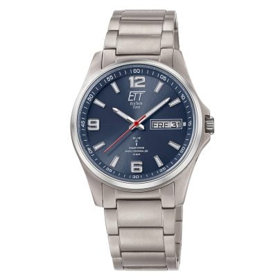 ETT Eco Tech Time Funk-Solar Herrenuhr Everest Gents Titan/Blau EGT-11602-31M