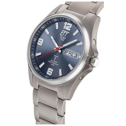 ETT Eco Tech Time Funk-Solar Herrenuhr Everest Gents Titan/Blau EGT-11602-31M