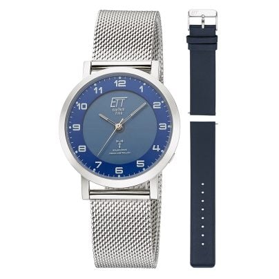 ETT Eco Tech Time Funk-Solar Damenuhr Atacama Edelstahl mit 2 Bändern ELS-11617-32MS