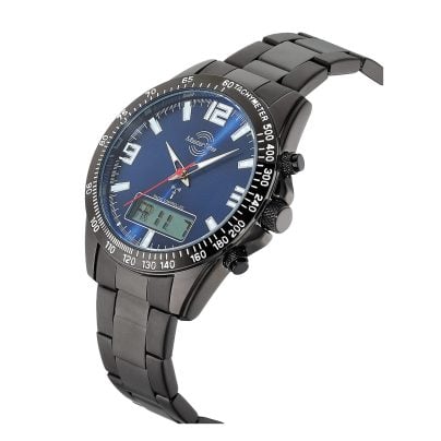 Master Time Herren-Armbanduhr Funk Sporty Big Date Schwarz/Blau MTGA-10952-32M