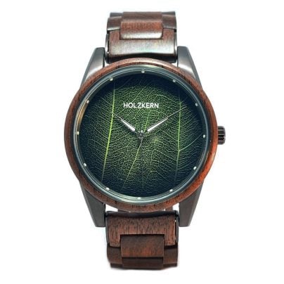Holzkern Men's watch Edisto walnut/leaf