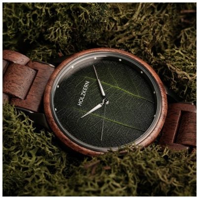 Holzkern Men's watch Edisto walnut/leaf