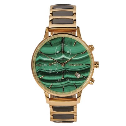 Holzkern Montre chronographe femme Jolly malachite/céramique chrono