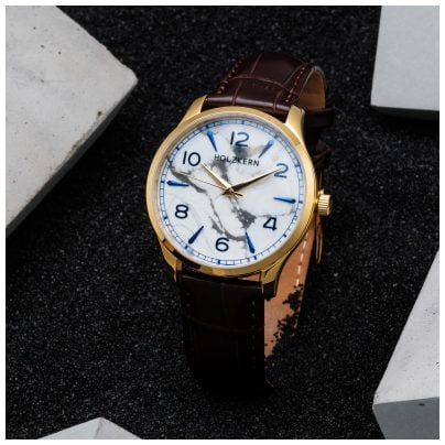 Holzkern Men's watch Primetime Howlith/Gold colored