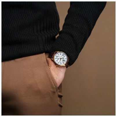 Holzkern Men's watch Primetime Howlith/Gold colored