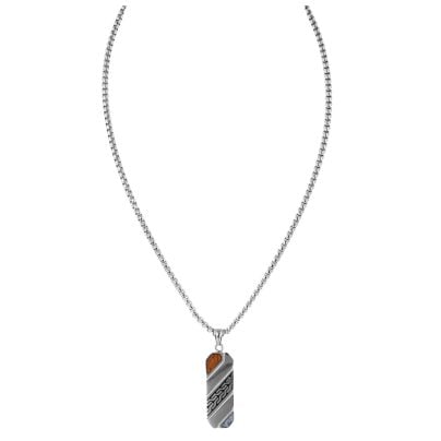 Holzkern Jewelry Men's Necklace Stainless Steel Outlands Koa Wood & Meteorite