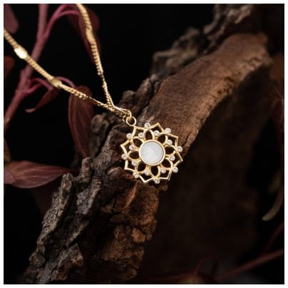 Holzkern Jewelery Women's Necklace Composition Gem Moonstone/Gold