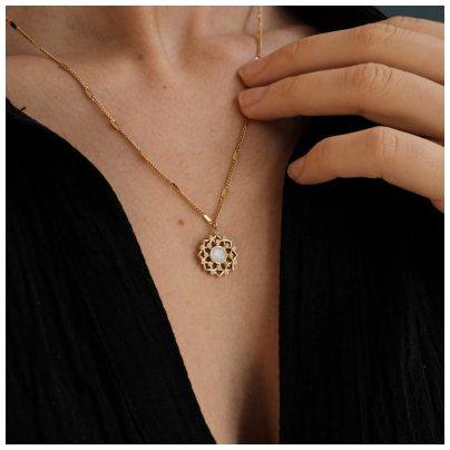 Holzkern Jewelery Women's Necklace Composition Gem Moonstone/Gold