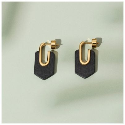 Holzkern Jewelery Women's Earrings Sequoia Stud Earrings Walnut/Gold II