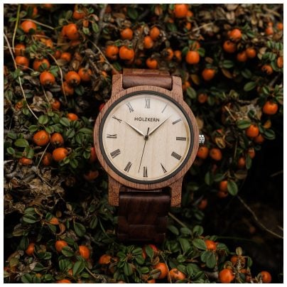 Holzkern Wrist watch quartz autumn twilight walnut/maple