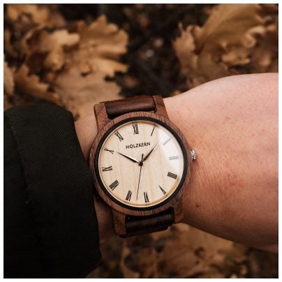 Holzkern Wrist watch quartz autumn twilight walnut/maple