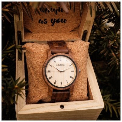 Holzkern Wrist watch quartz autumn twilight walnut/maple