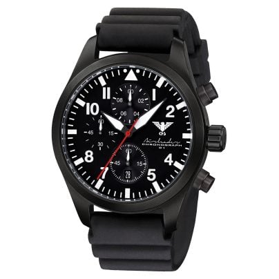 KHS Herrenuhr Airleader Chronograph Schwarz mit Taucherband Chrono AIRBSC.DB