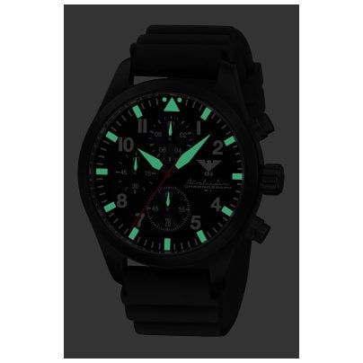 KHS Herrenuhr Airleader Chronograph Schwarz mit Taucherband Chrono AIRBSC.DB