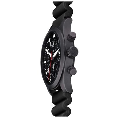 KHS Herrenuhr Airleader Chronograph Schwarz mit Taucherband Chrono AIRBSC.DB