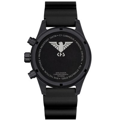KHS Herrenuhr Airleader Chronograph Schwarz mit Taucherband Chrono AIRBSC.DB