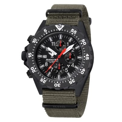 KHS Herrenuhr Chronograph Shooter MKII mit Natoband Oliv Chrono SH2CF.NSGO