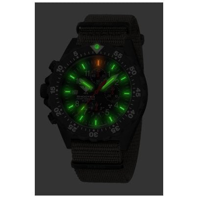 KHS Herrenuhr Chronograph Shooter MKII mit Natoband Oliv Chrono SH2CF.NSGO