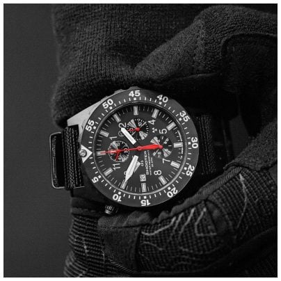KHS Herrenuhr Chronograph Shooter MKII mit Natoband Oliv Chrono SH2CF.NSGO