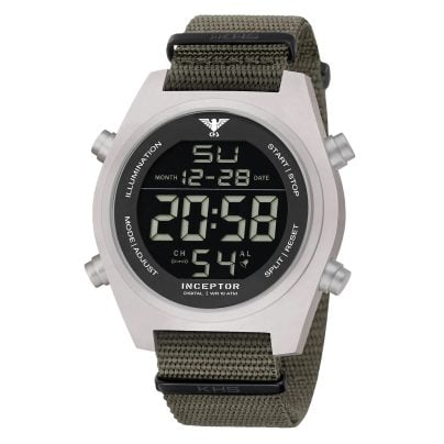 KHS Herrenuhr Inceptor Stahl Digital Olivgrün INCSD.NSGO