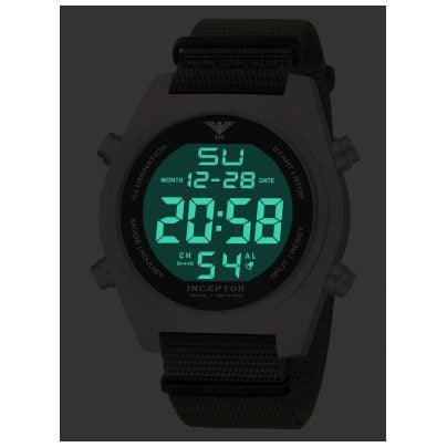KHS Herrenuhr Inceptor Stahl Digital Olivgrün INCSD.NSGO