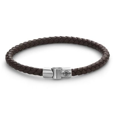 Rebel & Rose Schmuck Herren-Lederarmband Full Metal Single Round Brown RR-M0041-S