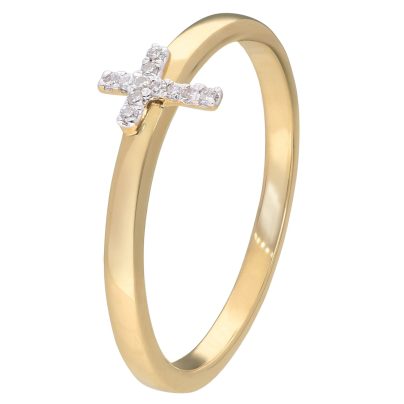 GLIZZ Schmuck Damen Diamant-Ring Kreuz Gold 333/8K GL8660