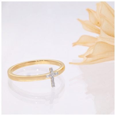 GLIZZ Schmuck Damen Diamant-Ring Kreuz Gold 333/8K GL8660