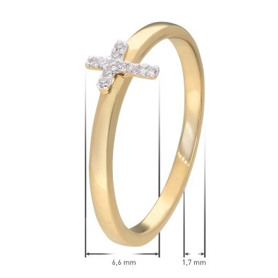 GLIZZ Schmuck Damen Diamant-Ring Kreuz Gold 333/8K GL8660