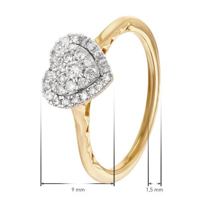 GLIZZ Schmuck Damen Diamant-Ring Herz Gold 333/8K GL8654