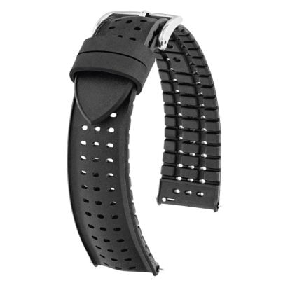 Hirsch Cinturino per orologio Nyad M 20 mm gomma nera 0925099150-2-20